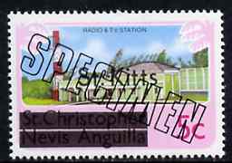 St Kitts 1980 Radio & TV Station 5c from opt'd def set, additionally opt'd SPECIMEN, as SG 29A unmounted mint, stamps on , stamps on  stamps on radio   communications, stamps on  stamps on  tv , stamps on  stamps on 