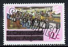 St Kitts 1980 TV Assembly Plant 12c from opt'd def set, additionally opt'd SPECIMEN, as SG 31A unmounted mint, stamps on , stamps on  tv , stamps on 