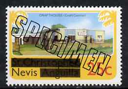 Nevis 1980 Crafthouse (Craft Centre) 25c from optd def set, additionally optd SPECIMEN, as SG 41 unmounted mint, stamps on crafts