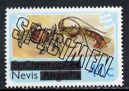 Nevis 1980 Lobster & Sea Crab 40c from opt'd def set, additionally opt'd SPECIMEN, as SG 43 unmounted mint, stamps on , stamps on  stamps on lobster    crab     marine-life