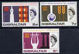 Gibraltar 1966 UNESCO set of 3 unmounted mint, SG 196-98*, stamps on , stamps on  stamps on unesco