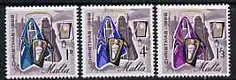 Malta 1966 Christmas set of 3 unmounted mint, SG 376-78*, stamps on , stamps on  stamps on christmas     