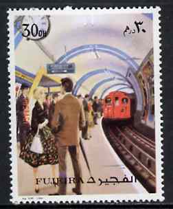 Fujeira 1972 Underground Train 30dh from Transport perf set unmounted mint, Mi 1289A*, stamps on railways, stamps on clocks, stamps on underground