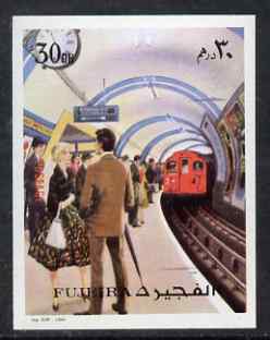 Fujeira 1972 Underground Train 30dh from Transport imperf set unmounted mint, Mi 1289B*, stamps on , stamps on  stamps on railways, stamps on clocks, stamps on underground