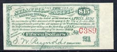 Cinderella - United States $15 Interest coupon for The Atlantic & Pacific Railroad Company Interest Bond, stamps on , stamps on  stamps on cinderellas        railways