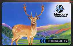 Telephone Card - Mercury 5 'phone card showing Deer, stamps on animals     deer