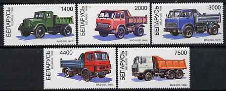 Belarus 1998 Modern Tipper Trucks set of 5 unmounted mint*, stamps on , stamps on  stamps on trucks    lorries