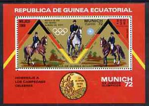 Equatorial Guinea 1972 Munich Olympics (5th series) 3-Day Eventing perf m/sheet unmounted mint, Mi BL 19, stamps on , stamps on  stamps on olympics     horses    sport