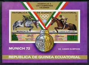 Equatorial Guinea 1972 Munich Olympics (5th series) 3-Day Eventing imperf m/sheet unmounted mint, Mi BL 20, stamps on , stamps on  stamps on olympics     horses    sport