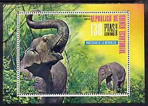 Equatorial Guinea 1976 Asian Animals perf m/sheet (Elephants) unmounted mint Mi BL 238, stamps on animals     elephant