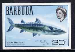 Barbuda 1968 imperf proof 20c (Barracuda) from the first QEII def set on ungummed paper, as SG 20a exceptionally rare