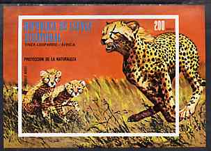 Equatorial Guinea 1974 African Animals imperf m/sheet (Leopard) unmounted mint, Mi BL 146, stamps on , stamps on  stamps on animals     cats     leopard