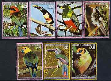 Equatorial Guinea 1974 South American Birds perf set of 7 unmounted mint (between Mi 483-96A)*, stamps on , stamps on  stamps on birds      toucan    