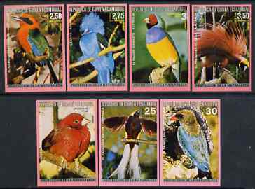 Equatorial Guinea 1974 Australian Birds imperf set of 7 unmounted mint (between Mi A483-96)*, stamps on , stamps on  stamps on birds       paradise