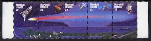 Marshall Islands 1985 Halley's Comet se-tenant strip of 5 u/m, SG 62-66, stamps on , stamps on  stamps on space, stamps on  stamps on halley