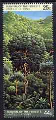 United Nations (NY) 1988 Survival of the Forests se-tenant pair unmounted mint, SG 531a, stamps on united-nations      trees