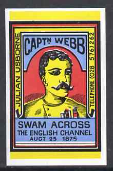 Match Box Labels - Captn Webb match box label in superb unused condition (ex Julian Usborne series), stamps on swimming