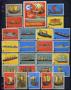 Match Box Labels -  Complete set of 25 + 1 Ships Early & Modern (Centra), stamps on ships