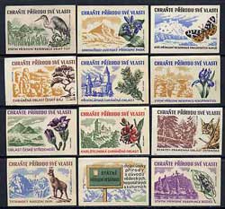 Match Box Labels - Complete set of 12 Wildlife (Czech Chrante series), stamps on , stamps on  stamps on wildlife    