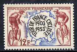 France 1953 'Tour de France' Cycle Race unmounted mint, SG 1184*, stamps on , stamps on  stamps on bicycles 