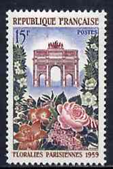 France 1959 Paris Flower Festival unmounted mint, SG 1413*, stamps on flowers    roses     heritage