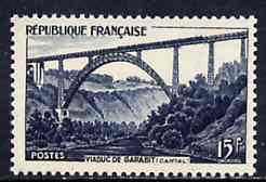 France 1952 Garabit Railway Viaduct unmounted mint, SG 1149*, stamps on , stamps on  stamps on railways, stamps on bridges, stamps on civil engineering