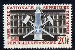 France 1959 175th Anniversary of School of Mines unmounted mint, SG 1417*, stamps on , stamps on  stamps on mining 