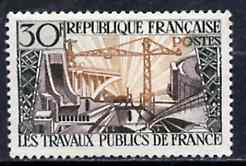 France 1957 French Public Works unmounted mint SG 1343*, stamps on , stamps on  stamps on civil engineering    cranes