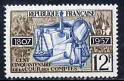 France 1957 150th Anniversary of the Court of Accountancy unmounted mint SG 1336, stamps on , stamps on  stamps on finance    