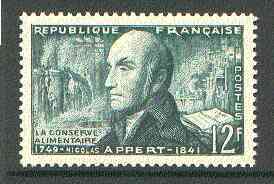 France 1955 Inventions 12f (Appert & Food Canning) unmounted mint SG 1241, stamps on inventions     science       food