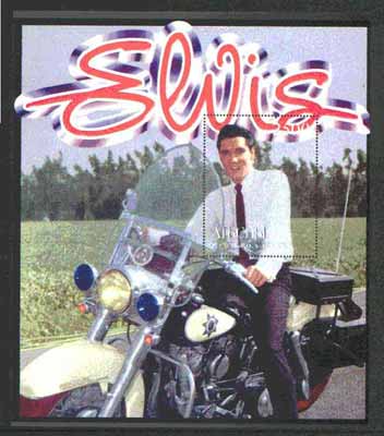 Abkhazia 1999 Elvis Presley imperf m/sheet showing Elvis on Police motorbike unmounted mint, stamps on , stamps on  stamps on elvis, stamps on  stamps on pop, stamps on  stamps on films, stamps on  stamps on motorbikes, stamps on  stamps on police