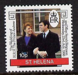 St Helena 1986 Royal Wedding 10p with wmk inverted unmounted mint, SG 486Ei, stamps on , stamps on  stamps on royalty       andrew & fergie