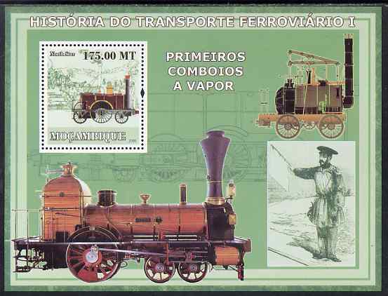 Mozambique 2009 History of Transport - Railways #01 perf m/sheet unmounted mint, stamps on , stamps on  stamps on railways, stamps on  stamps on transport