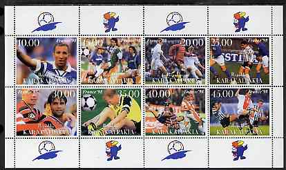 Karakalpakia Republic 1999 France '98 Football Championships perf sheetlet containing complete set of 8 values unmounted mint , stamps on football, stamps on sport