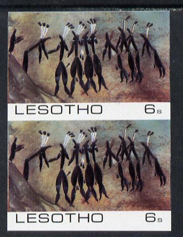Lesotho 1983 Dancers in a Trance (Rock Paintings) 6s value imperf pair unmounted mint (SG 540), stamps on arts  dancing  minerals
