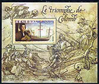 Senegal 1999 Columbus m/sheet #4 containing 200f value (The Triumph of Columbus) unmounted mint, stamps on columbus    explorers     ships