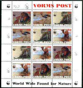 Estonia (Vorms) 1998 WWF - Wild Animals perf sheetlet containing complete set of 12 (3 sets of 4) unmounted mint, stamps on , stamps on  stamps on wwf, stamps on animals, stamps on cats, stamps on camels , stamps on  stamps on  wwf , stamps on  stamps on 