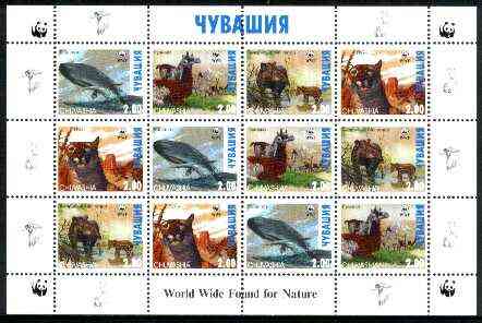 Chuvashia Republic 1998 WWF - Wild Animals perf sheetlet containing complete set of 12 (3 sets of 4) unmounted mint, stamps on , stamps on  stamps on wwf, stamps on animals, stamps on whales, stamps on  stamps on  wwf , stamps on  stamps on 