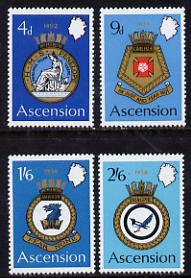 Ascension 1970 Royal Naval Crests - 2nd series perf set of 4 unmounted mint, SG 130-3, stamps on , stamps on  stamps on ships