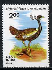 India 1989 Wildlife Conservation (Lesser Florican) unmounted mint SG 1398, stamps on birds