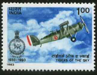 India 1993 60th Anniversary of No.1 Squadron, Indian Air Force unmounted mint, SG 1534*, stamps on aviation