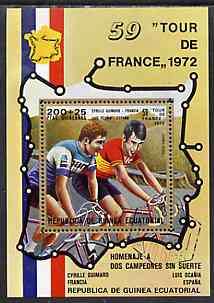 Equatorial Guinea 1973 'Tour de France' Cycle Race perf m/sheet very fine cto used, Mi BL 72, stamps on sport, stamps on bicycles, stamps on maps