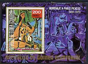 Equatorial Guinea 1973 Paintings by Picasso imperf m/sheet very fine cto used, Mi BL 92, stamps on arts, stamps on picasso