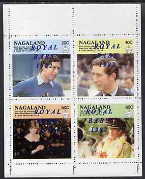 Nagaland 1982 Royal Baby opt on Royal Wedding perf sheetlet of 4 unmounted mint, stamps on , stamps on  stamps on royalty, stamps on  stamps on diana, stamps on  stamps on charles, stamps on  stamps on , stamps on william