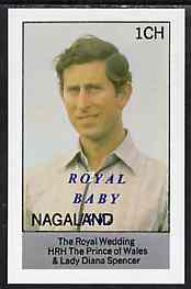 Nagaland 1982 Royal Baby opt on Royal Wedding 1ch imperf souvenir Sheet (Charles) unmounted mint, stamps on charles, stamps on royalty, stamps on william