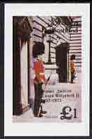 Staffa 1977 Silver Jubilee £1 imperf souvenir Sheet (Guards outside Buckingham Palace) unmounted mint, stamps on royalty, stamps on silver jubilee, stamps on london, stamps on militaria