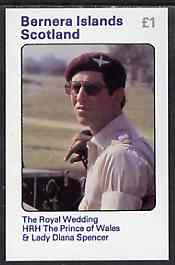 Bernera 1981 Royal Wedding £1 imperf souvenir Sheet (Charles) unmounted mint, stamps on charles     royalty