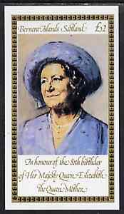 Bernera 1980 Queen Mother's 80th Birthday £2 imperf deluxe sheet unmounted mint, stamps on royalty, stamps on queen mother