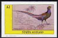 Staffa 1982 Pheasant imperf deluxe sheet (Â£2 value) unmounted mint, stamps on , stamps on  stamps on birds       pheasant     game