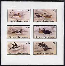 Bernera 1982 Water Birds (Guilemots, Grebes, etc) imperf set of 6 values (15p to 75p) unmounted mint, stamps on birds     grebe     guilemot